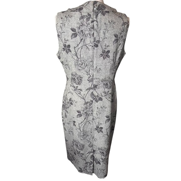 Talbots Wool Blend Grey Floral Roses Cowl Neck Sheath Dress Size 12 Classic NWT - Picture 11 of 15
